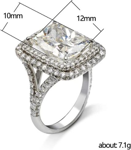 KOICCVQQ Fashion 925 الفضة الاسترليني النسائية واسعة الخلود خاتم الزفاف الفرقة الأميرة مربع زركونيا خواتم تشيكوسلوفاكيا الماس متعدد الصفوف الدائري الخلود خاتم الخطوبة الزفاف للنساء (الحجم 7) in Kuwait