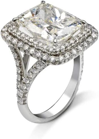 KOICCVQQ Fashion 925 الفضة الاسترليني النسائية واسعة الخلود خاتم الزفاف الفرقة الأميرة مربع زركونيا خواتم تشيكوسلوفاكيا الماس متعدد الصفوف الدائري الخلود خاتم الخطوبة الزفاف للنساء (الحجم 7) in Kuwait