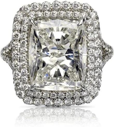 KOICCVQQ Fashion 925 الفضة الاسترليني النسائية واسعة الخلود خاتم الزفاف الفرقة الأميرة مربع زركونيا خواتم تشيكوسلوفاكيا الماس متعدد الصفوف الدائري الخلود خاتم الخطوبة الزفاف للنساء (الحجم 7) in Kuwait