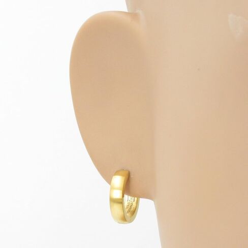 Stainless Steel Curved Face Round Hoop Earrings Gold Black 16mm Diameter in Saudi Arabia