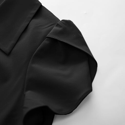 بلوزة Belle Poque صيفية بأكمام قصيرة وأزرار سفلية للنساء برقبة على شكل حرف V وقمصان كاجوال للأعمال in Saudi Arabia