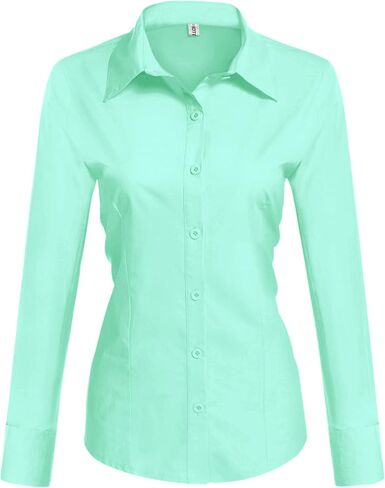 HOTOUCH Womens Cotton Basic Button Down Shirt Slim Fit Dress Shirts in Saudi Arabia