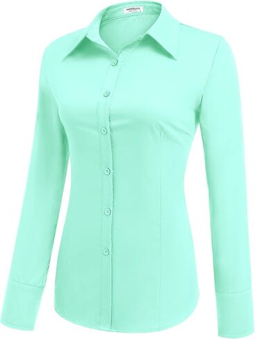 HOTOUCH Womens Cotton Basic Button Down Shirt Slim Fit Dress Shirts in Saudi Arabia