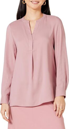Amazon Essentials Women's Georgette Long Sleeve Relaxed-Fit Popover Blouse in Saudi Arabia