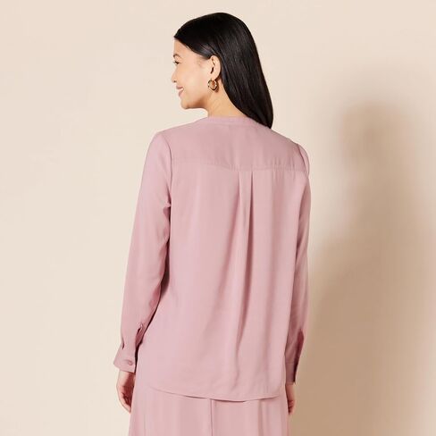 Amazon Essentials Women's Georgette Long Sleeve Relaxed-Fit Popover Blouse in Saudi Arabia