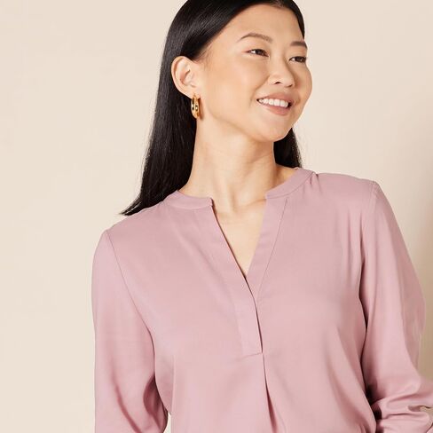 Amazon Essentials Women's Georgette Long Sleeve Relaxed-Fit Popover Blouse in Saudi Arabia