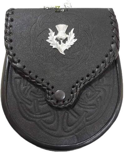Equinez Tools Scottish Genuine Leather Thistle Embossed Scottish Sporran w/Belt in Kuwait