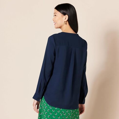 Amazon Essentials Women's Georgette Long Sleeve Relaxed-Fit Popover Blouse in Saudi Arabia