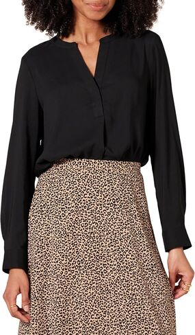 Amazon Essentials Women's Georgette Long Sleeve Relaxed-Fit Popover Blouse in Saudi Arabia