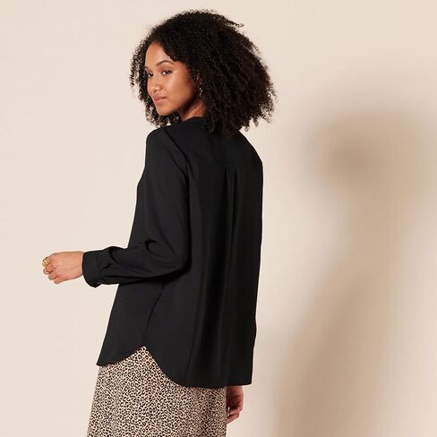 Amazon Essentials Women's Georgette Long Sleeve Relaxed-Fit Popover Blouse in Saudi Arabia