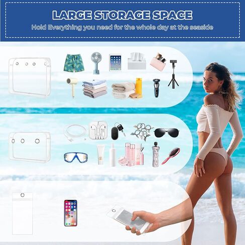 Matalde 3Pack Clear Inner Bags for Rubber Beach Tote Bag - Zippered Travel Organizer Storage with Holes - Accessories and Insert - Women's Essential for Beach, Travel, and Vacation in Saudi Arabia