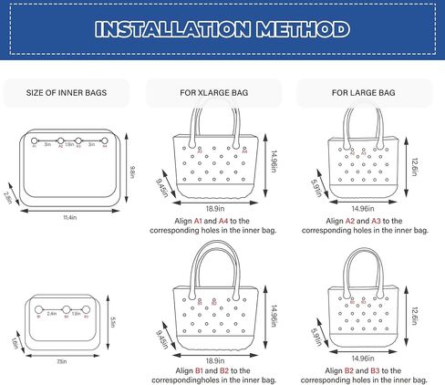 Matalde 3Pack Clear Inner Bags for Rubber Beach Tote Bag - Zippered Travel Organizer Storage with Holes - Accessories and Insert - Women's Essential for Beach, Travel, and Vacation in Saudi Arabia