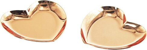 طبق حلقي من الفولاذ المقاوم للصدأ على شكل قلب مكون من قطعتين من Davi Atelier، صينية مجوهرات، منصة حلية صغيرة، 3.6 × 3.4 بوصة (لون ذهبي وردي) (على شكل قلب) in Kuwait