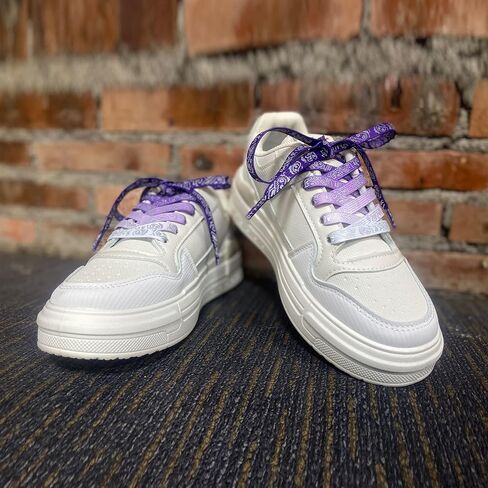 Meow Love Reflective Gradient Shoelace,Printed Colorful Cashew Flower,Wide Flat Sneaker Shoelaces. in Saudi Arabia