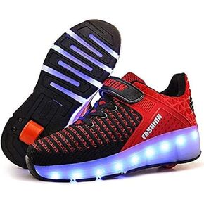 Kids Roller Shoes Boys Girls LED Light up Roller Skates Sneakers Best Gifts for Kids Shoes with Wheels Light Color Shoes