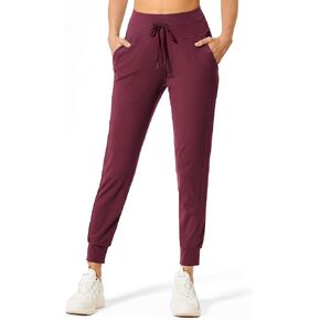 ZUTY Women's High Waisted Joggers Pants Athletic Running Sweatpants with Pockets Casual Tapered Track Pants for Workout New-Burgundy L in Kuwait
