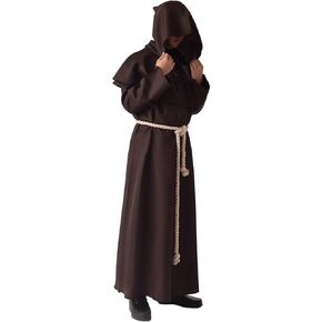 BLESSUME Friar Medieval Hooded Robe Cowl Monk Renaissance Costume Cloak