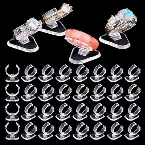 PH PandaHall 36pcs Ring Display Stands, Mini Plastic Ring Holder Jewelry Display for Selling Ring Stand for Jewelry Single Finger Rings Decorative Display Stands for Jewelry Ring, Clear