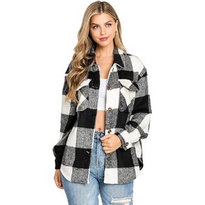 Love Tree Women's Oversize Plaid Shirt Coat Shacket