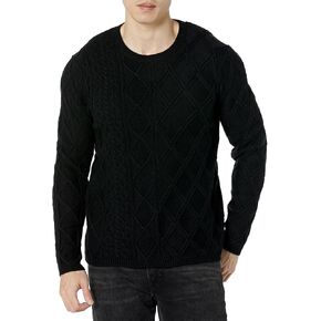 John Varvatos Men's Dotel Long Sleeve Cable Sweater in Saudi Arabia