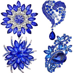 طقم بروش مكون من 4 قطع بحجم كبير من حجر الراين والكريستال الأنيق من إيزينج, كريستال حجر الراين مادة صمغية مينا, ان ايه, in Kuwait