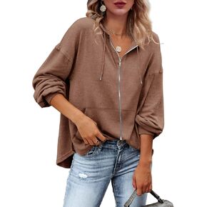 Zatanaroni Womens Zip Up Hoodies Loose fit Sweatshirt Casual Long Sleeve Shirts for Women Pullover Tops With Pocket in Saudi Arabia