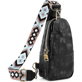 Welltop Sling Bag for Women, PU Leather Chest Bag Small Crossbody Casual Daypack Fanny Packs with Adjustable Guitar Strap Fashion Shoulder Backpack Purse for Women Men Daily Traveling Use in Kuwait