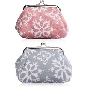 Oyachic 2 حزم خمر عملة المحافظ عملة الحقائب تغيير المحافظ مع المشبك الأزهار مخلب المحافظ امرأة محافظ السفر in Kuwait