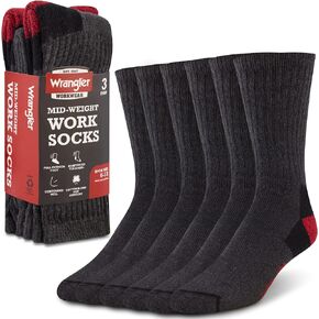 Wrangler Mens Med Weight Outdoor Socks Size 6-12 - Cushion Work Socks for Men
