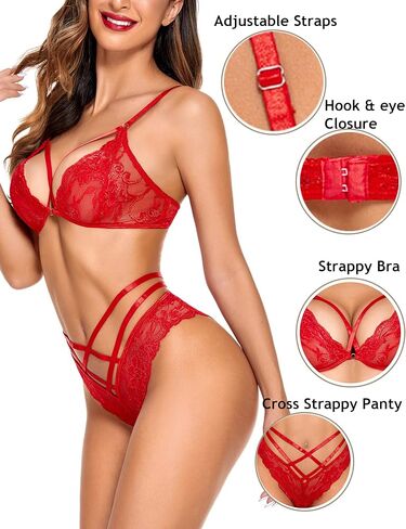 ADOME مجموعة الملابس الداخلية النسائية عالية مخصر مثير مجموعة الملابس الداخلية قطعتين الدانتيل الصدرية واللباس الداخلي مجموعة Strappy الملابس الداخلية مجموعات in Kuwait
