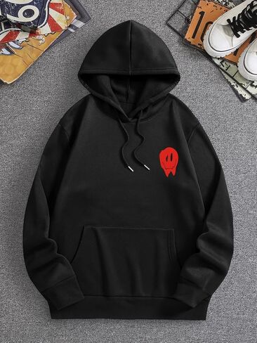 WDIRARA Men's Letter Graphic Print Drawstring Pocket Hoodie Pullovers Sweatshirt in Saudi Arabia