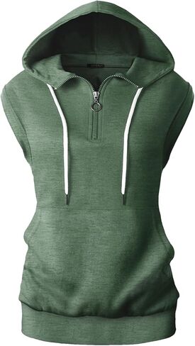 GIVON Women's Lightweight Hooded Vest Sleeveless 1/4 Zip Pullover Casual Hoodie Sweatshirt with Pockets in Saudi Arabia
