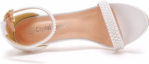 4.2 inches White Pearls Bridal Stiletto Heels Sandals Peep Toe Women's Ivory Pearls Sandals for Wedding Party Evening in Kuwait