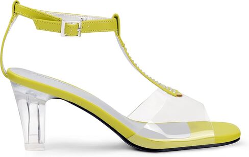 ANN CREEK Women's Clear Heels Rhinestone T-Strap Peep Toe Sandals in Saudi Arabia