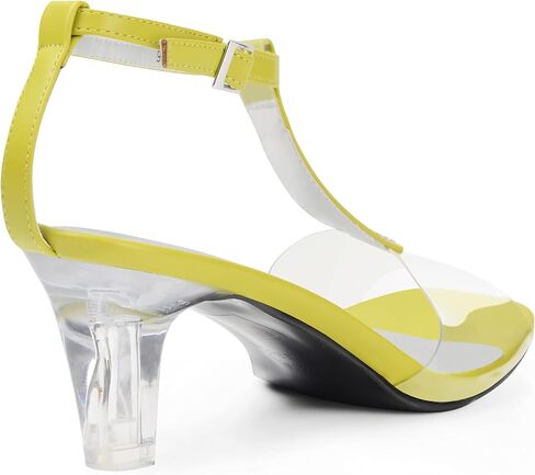 ANN CREEK Women's Clear Heels Rhinestone T-Strap Peep Toe Sandals in Saudi Arabia