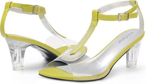 ANN CREEK Women's Clear Heels Rhinestone T-Strap Peep Toe Sandals in Saudi Arabia