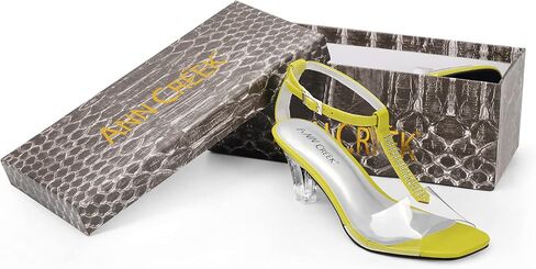 ANN CREEK Women's Clear Heels Rhinestone T-Strap Peep Toe Sandals in Saudi Arabia