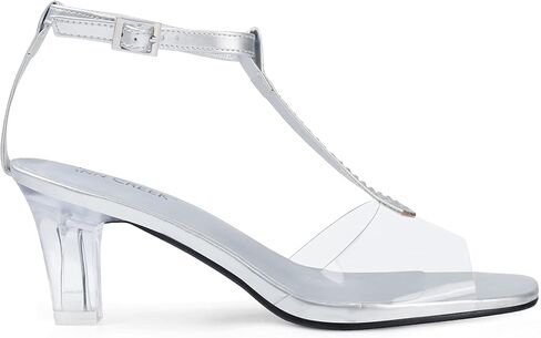 ANN CREEK Women's Clear Heels Rhinestone T-Strap Peep Toe Sandals in Saudi Arabia