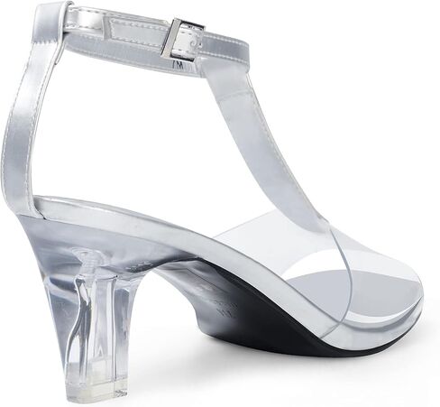 ANN CREEK Women's Clear Heels Rhinestone T-Strap Peep Toe Sandals in Saudi Arabia