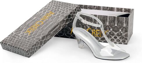 ANN CREEK Women's Clear Heels Rhinestone T-Strap Peep Toe Sandals in Saudi Arabia