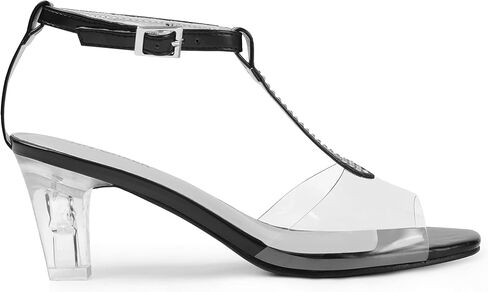 ANN CREEK Women's Clear Heels Rhinestone T-Strap Peep Toe Sandals in Kuwait
