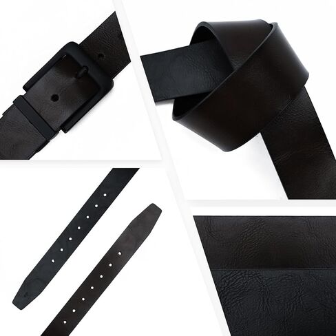 حزام جلدي أسود/بني للرجال من GLITZALL ذو وجهين، حزام فستان رجالي بتصميم كلاسيكي، إبزيم دوار، مقاس 32-42 بوصة in Kuwait