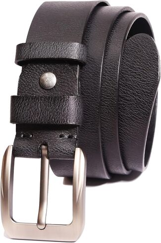 DONWORD Italian Full Grain Leather Belts for Men - Metal Buckle Durable Solid Belts for Jeans in Kuwait