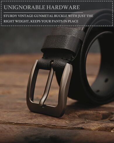 DONWORD Italian Full Grain Leather Belts for Men - Metal Buckle Durable Solid Belts for Jeans in Kuwait
