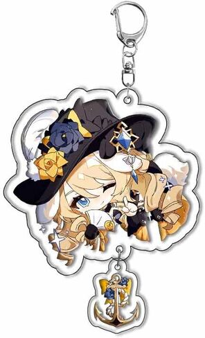 سلسلة مفاتيح بشخصية جينشين امباكت فونتين من بايرز، مجموعة سلاسل مفاتيح من الاكريليك مكونة من 12 قطعة من سلسلة مفاتيح انيمي جينشين مع دلاية. in Kuwait