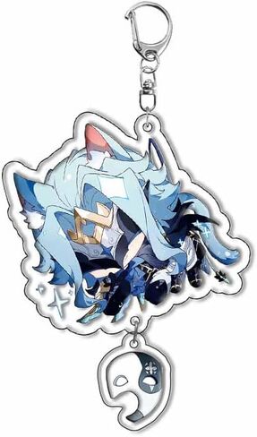 سلسلة مفاتيح بشخصية جينشين امباكت فونتين من بايرز، مجموعة سلاسل مفاتيح من الاكريليك مكونة من 12 قطعة من سلسلة مفاتيح انيمي جينشين مع دلاية. in Kuwait