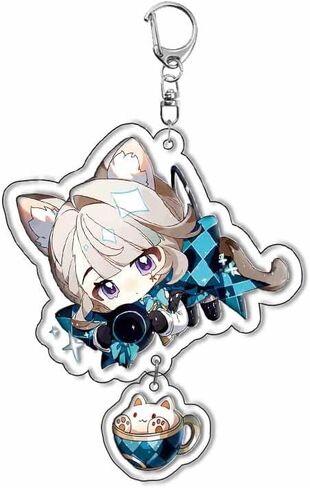 سلسلة مفاتيح بشخصية جينشين امباكت فونتين من بايرز، مجموعة سلاسل مفاتيح من الاكريليك مكونة من 12 قطعة من سلسلة مفاتيح انيمي جينشين مع دلاية. in Kuwait