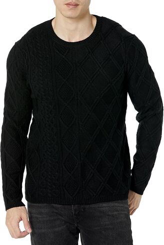 John Varvatos Men's Dotel Long Sleeve Cable Sweater in Saudi Arabia