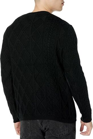 John Varvatos Men's Dotel Long Sleeve Cable Sweater in Saudi Arabia