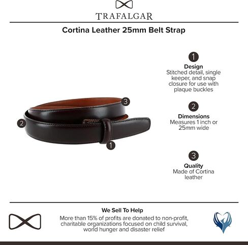 Trafalgar Cortina Leather Belt Strap - 1 inch wide (25mm) in Saudi Arabia